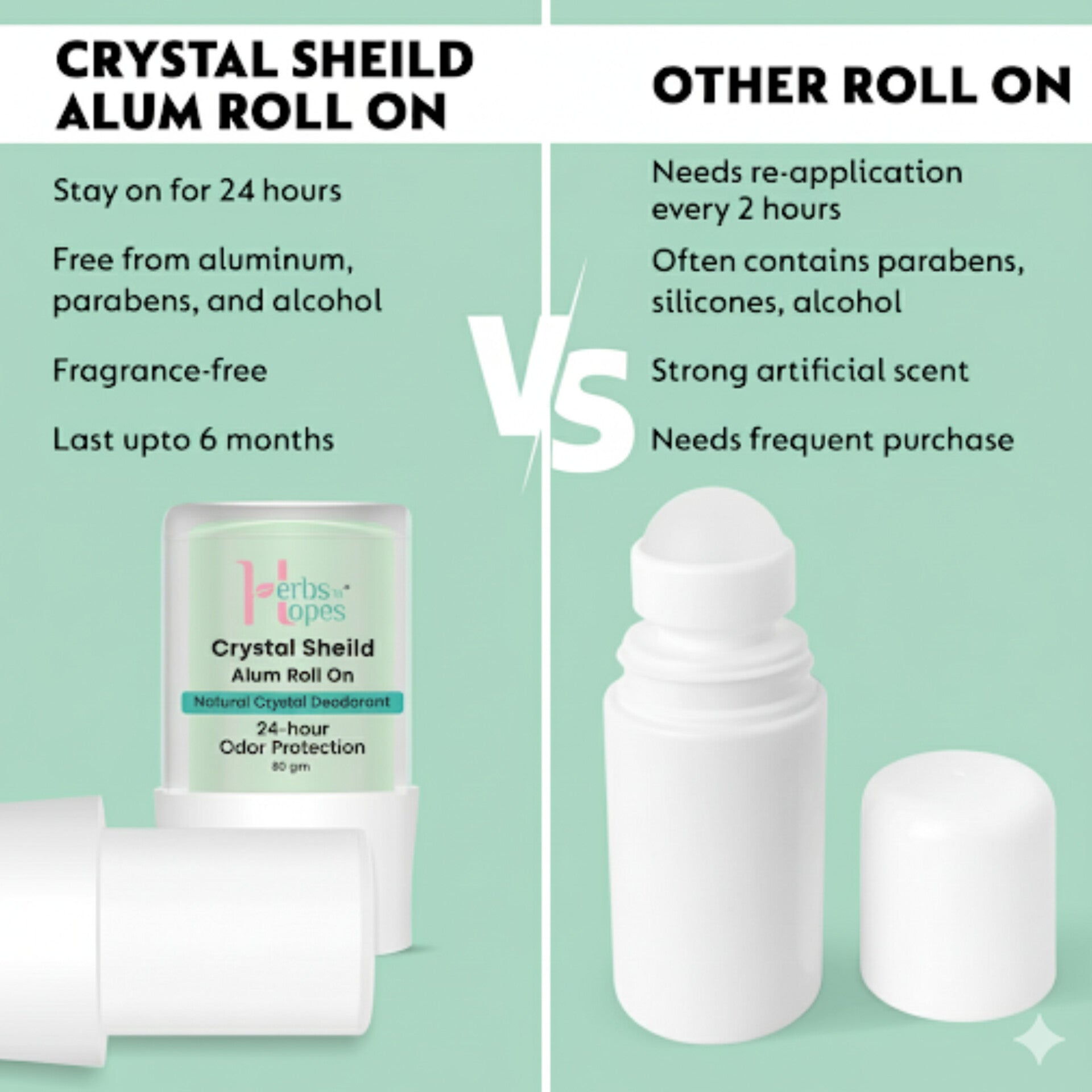 Crystal Shield Alum Roll-On with Aloe Vera