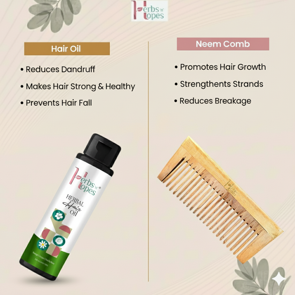 Combo’s Herbal Hair Oil, Neem Comb